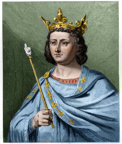 Ritratto di Luigi X il Testardo (1289-1316), Re di Francia - in "Histoire des Francais" di Lavallee, incisione, sd. da French School