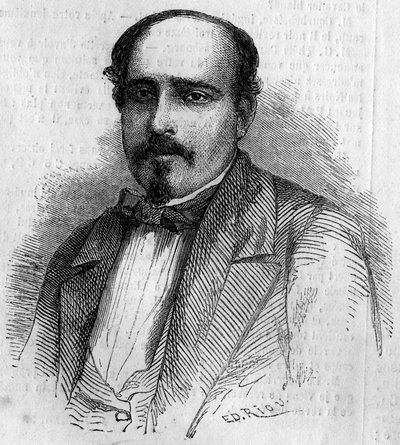 Ritratto di Luiz Augusto Rebello da Silva (1822-1871), scrittore portoghese. Incisione in "Le Monde Illustré" n°227 del 17 agosto 1861 da French School
