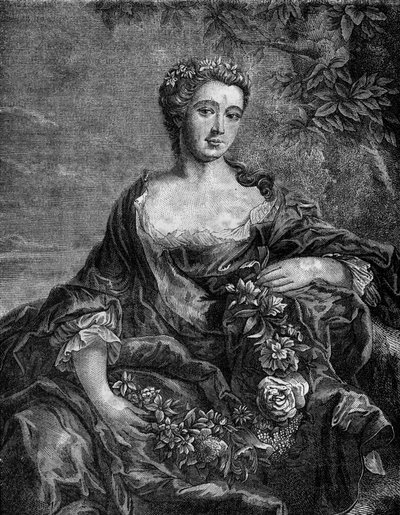 Ritratto di Madame de Chateauroux, Marie-Anne de Mailly-Nesle (1717-1744), favorita del re Luigi XV. Incisione in “La storia della prostituzione e della depravazione tra tutti i popoli del mondo dall