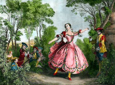 Ritratto di Marie Anne de Cupis de Camargo detta La Camargo (1710-1770) ballerina Incisione del XVIII secolo da French School