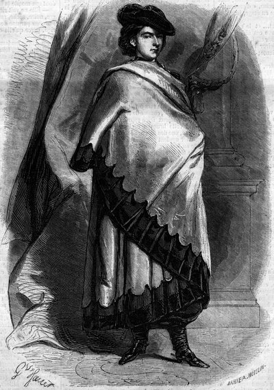 Ritratto di Marie Sophie Amelie (1841-1925), Duchessa di Baviera e Regina delle Due Sicilie, moglie di Francesco II, in costume calabrese. Incisione in "Le Monde Illustré" n.194 del 29 dicembre 1860 da French School