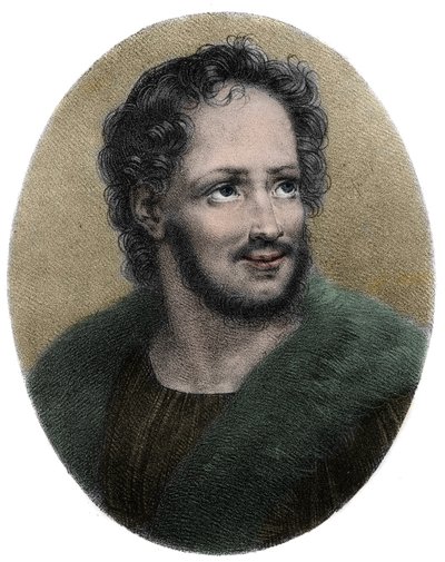 Ritratto di Mathurin Regnier Poeta francese (1573-1613) - Ritratto di Mathurin Regnier (1573-1613), satirico francese, Incisione da French School