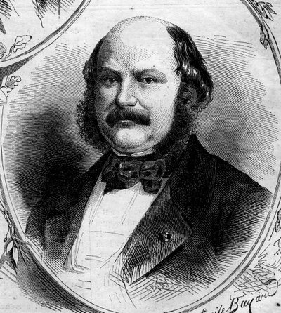 Ritratto di Maximilian Jules Marcus Koenigswarter (1817-1878), banchiere e politico francese. Incisione in "Le Monde Illustré" n. 262 del 19 aprile 1862 da French School