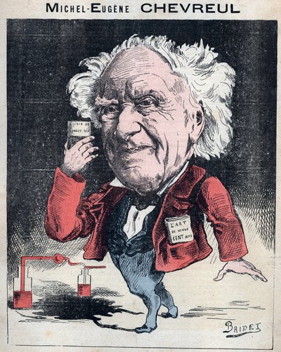 Ritratto di Michel Eugène Chevreul (1786-1889), chimico francese - Caricatura di Bridet in 