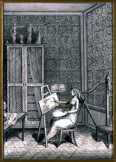 Ritratto di Mme. Marie-Anne-Marguerite Gerard (1761-1837) nel suo studio, c.1790 da French School