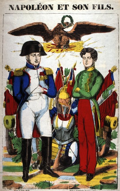 Ritratto di Napoleone I e suo figlio, Napoleone II. Immagine di Epinal da French School