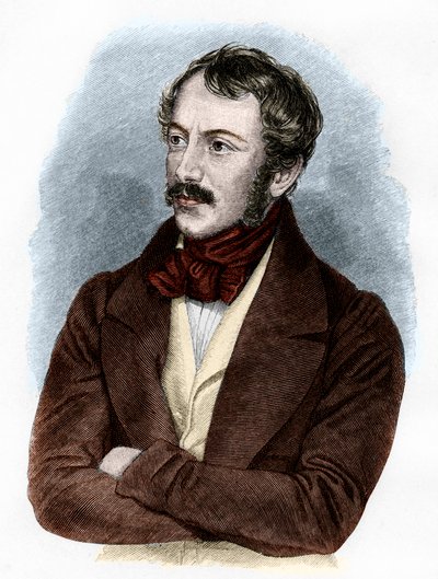 Ritratto di Nikolaus Lenau (incisione a colori) da French School