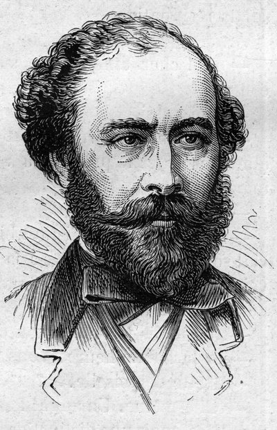 Ritratto di Octave Feuillet (1821-1890), romanziere, drammaturgo e accademico francese. Incisione in "Le Monde Illustré" n.883 del 14 marzo 1874 da French School