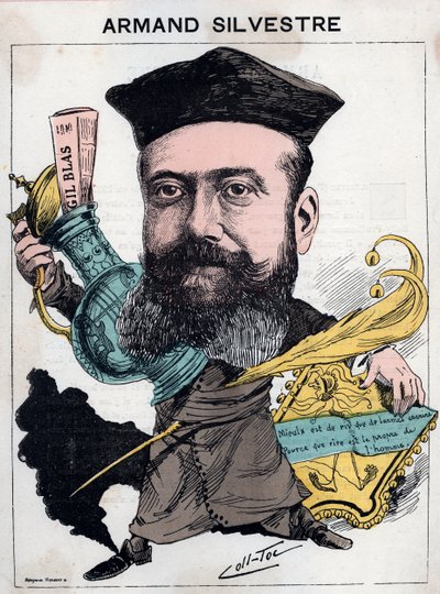 Ritratto di Paul Armand Silvestre (1837-1901), poeta francese - caricatura di Collignon e Tocqueville in "Les Hommes d