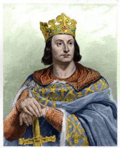Ritratto di Filippo II detto Filippo Augusto (1165-1223), Re di Francia - in "Histoire des Francais" di Lavallee, incisione da French School
