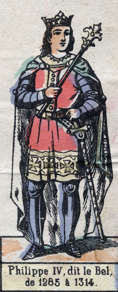 Ritratto di Filippo IV di Francia, detto Filippo il Bello (1268-1314) (dinastia dei Capetingi). Illustrazione fine XIX secolo da French School