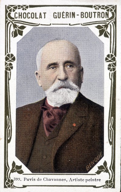 Ritratto di Pierre Puvis de Chavannes, pittore francese (1824-1898). Vignetta dei cioccolati Guérin - Boutron da French School