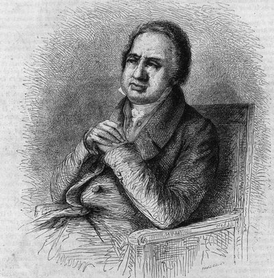 Ritratto di Pierre Simon Ballanche (1776-1847), scrittore e filosofo francese. Incisione di Bocour in 