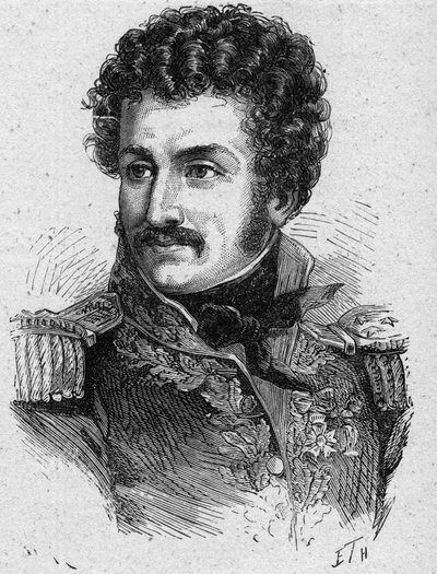 Ritratto di Pierre Yriex Daumesnil (1776-1832), generale francese durante il Primo Impero e la Restaurazione - Incisione del 1889 - Collezione privata da French School