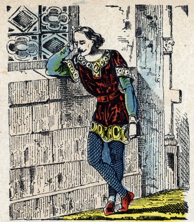 Ritratto del Principe Carlo di Bassa Lotaringia (Carlo I di Lorena) (953-991) rinchiuso a Orleans nel 991 (Carlo, Duca di Bassa Lorena imprigionato da Ugo Capeto a Orleans, dove morì poco dopo, 991) Immagine di Epinal XIX secolo da French School