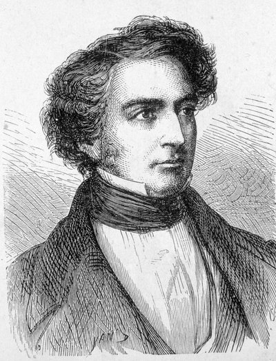 Ritratto di Robert Stephenson (1803 - 1859) - in "Album della Scienza; illustri studiosi; Grandi scoperte" 1896 da French School