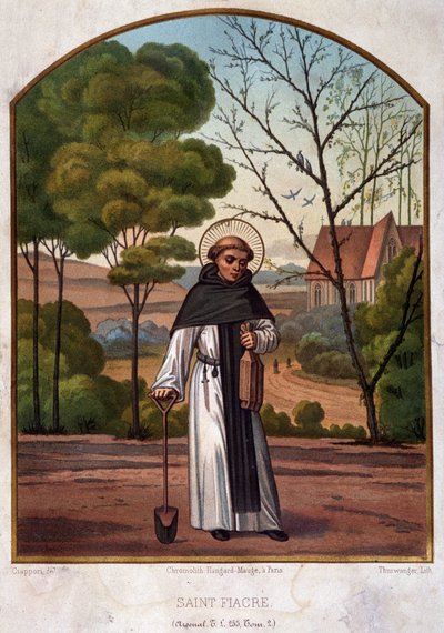 Ritratto di San Fiacre (eremo vicino a Meaux), patrono dei giardinieri, opera del 19° secolo da French School