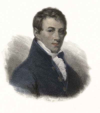 Ritratto di Sir Humphry Davy, chimico e fisico inglese. In "Portraits of Useful Men" da French School