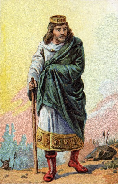 Ritratto di Thierry III, Re dei Franchi dal 673 al 691 da French School