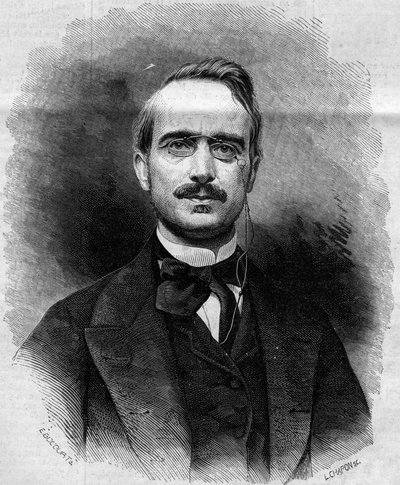 Ritratto di Urbano (Urban), Conte Rattazzi (1808-1873), politico italiano. Incisione in "Le Monde Illustré" n. 258 del 22 marzo 1862 da French School