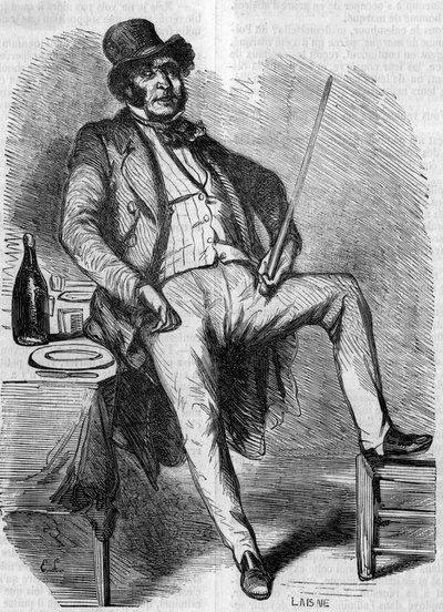 Ritratto di Vautrin, personaggio del romanzo "Il padre Goriot". Incisione metà XIX secolo. Illustrazione per "Il padre Goriot" di Honoré de Balzac (1799-1850) da French School