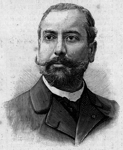 Ritratto di Victor Theophile Liotard (1858-1916), farmacista francese ed esploratore coloniale. Incisione in "Journal des Voyages" del 29 gennaio da French School