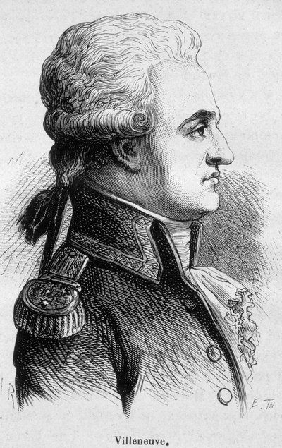 Ritratto di Villeneuve, ammiraglio francese (1763 - 1806), iniziò la battaglia di Trafalgar, che fu un disastro, e poi si suicidò - in "L