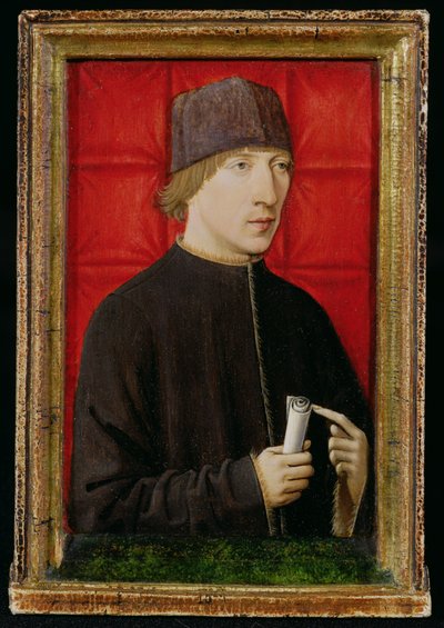 Ritratto di un uomo che tiene un rotolo, c.1480-1510 da French School