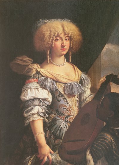 Ritratto di una donna con un paggio moresco da French School