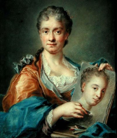 Ritratto di una signora che disegna un ritratto, c.1750s da French School