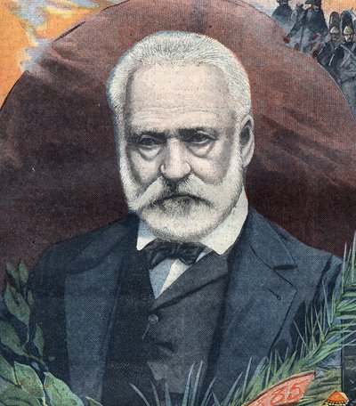 Ritratto dello scrittore francese Victor Hugo (1802-1885). Incisione in "Le Petit Parisien" da French School