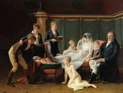 Ritratto del marchese e della marchesa de Cramayel e dei loro sette figli in un interno da French School