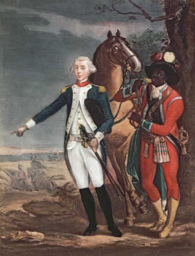Ritratto del Marchese de La Fayette con un aiutante di campo durante la Guerra d