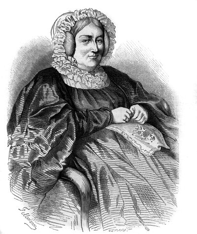 Ritratto della Marchesa de La Rochejaquelein (nata Marie Louise Victoire de Donnissan), scrittrice francese. Incisione del 1858 da French School