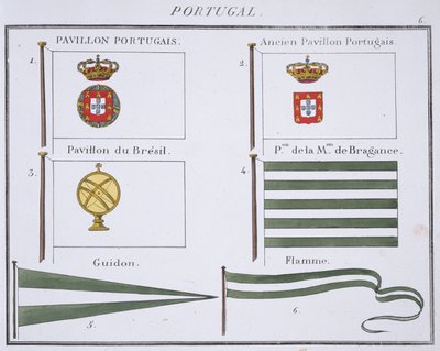 Bandiere portoghesi, da un libro francese delle bandiere, c.1819 da French School