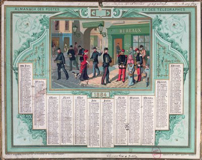 Calendario postale del 1884 da French School