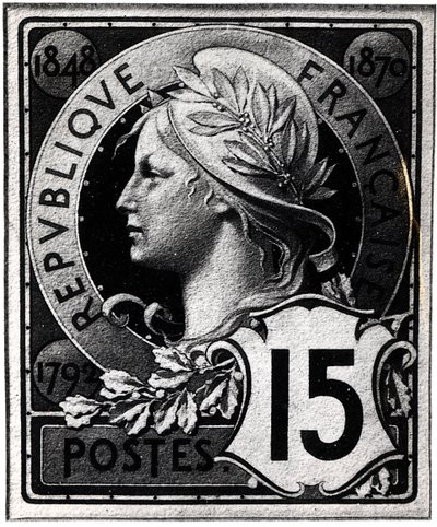 Francobollo raffigurante Marianne, la rappresentazione ufficiale della Repubblica Francese, c. 1893 da French School