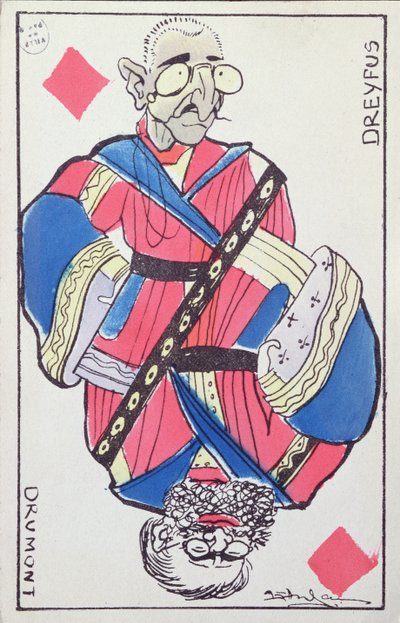 Cartoline caricaturali di Alfred Dreyfus (1859-1935) ed Edouard Drumont (1814-1917), fine XIX secolo da French School