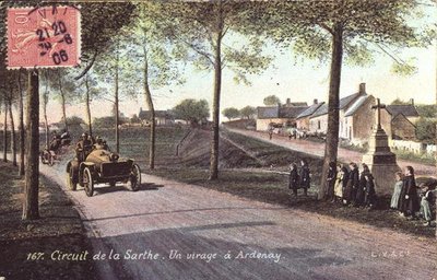 Cartolina che raffigura la guida nella Sarthe da French School