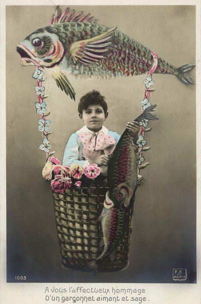 Cartolina del 1° aprile, inizio XX secolo da French School