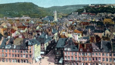 Cartolina della vista dalla Torre di Madeleine, Besançon, c. 1930 da French School