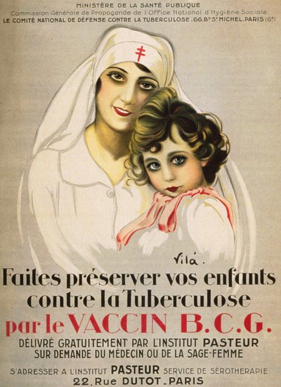 Poster Proteggi i tuoi bambini dalla Tubercolosi con il vaccino B.C.G. distribuito gratuitamente dall