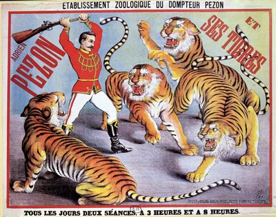 Poster pubblicitario per Adrien Pezon e le sue Tigri, c.1897 da French School