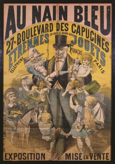 Poster pubblicitario Au Nain Bleu, c.1890 da French School