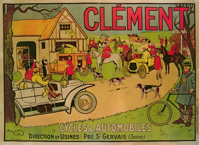Poster pubblicitario per Cycles & motorcars Clement, Pre Saint-Gervais, 1906 da French School