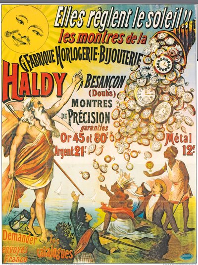 Poster pubblicitario per Horlogerie-Bijouterie Haldy, prima del 1890 da French School