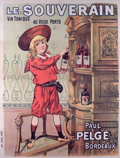 Poster pubblicitario per Le Souverain, vino tonico francese prodotto da Paul Pelge da French School