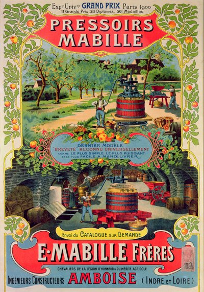 Poster pubblicitario dei Pressoirs Mabille, all