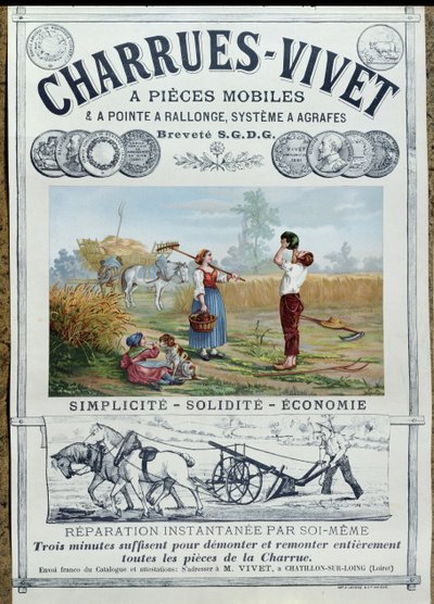 Poster pubblicitario per aratri Vivet, c.1891 da French School