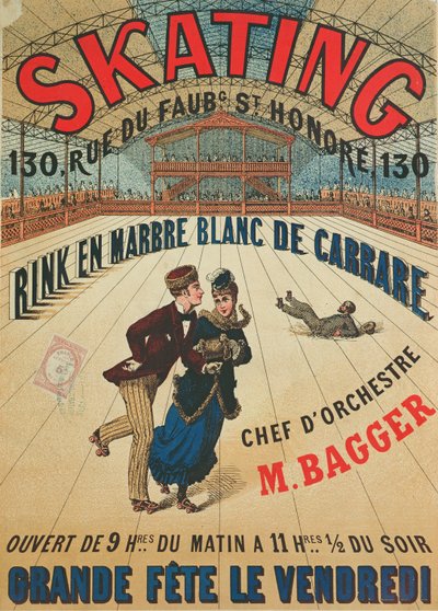 Poster pubblicitario per una pista di pattinaggio a rotelle a Parigi da French School